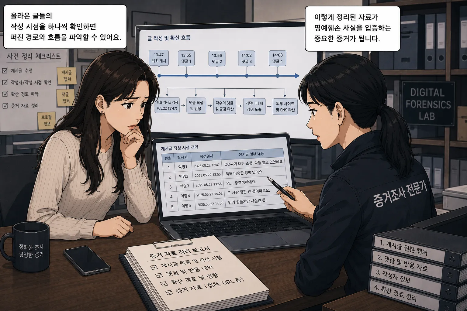 허위사실명예훼손 게시글의 작성 경위를 분석하는 방법
